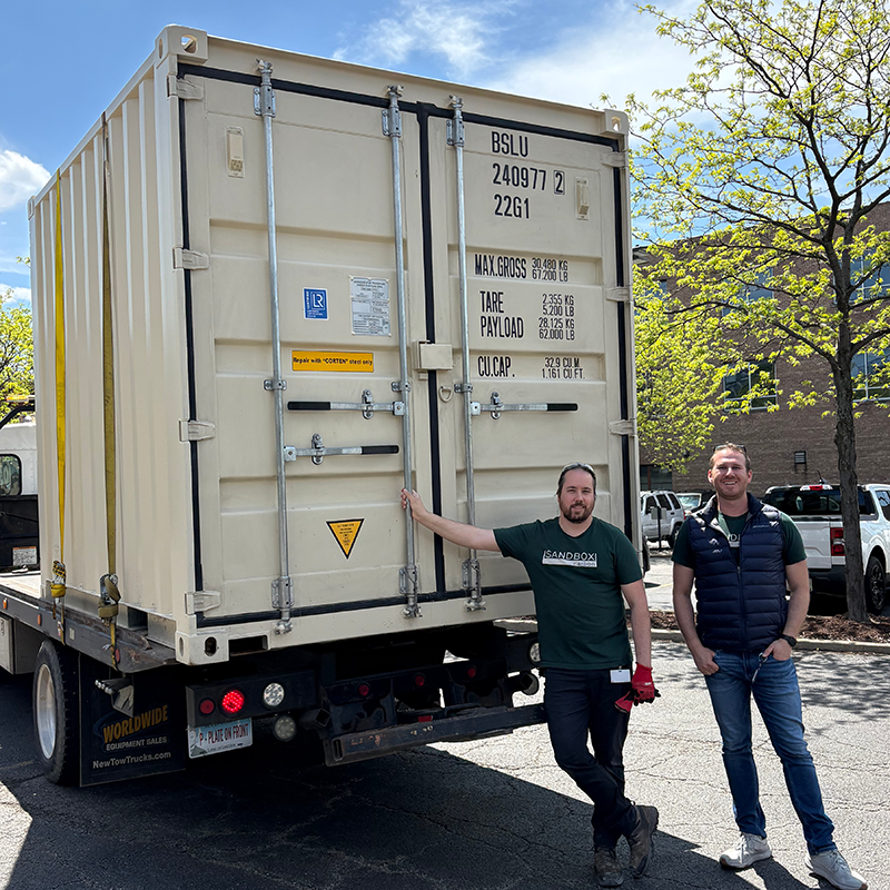 Sandbox Enviro container delivery in the field.